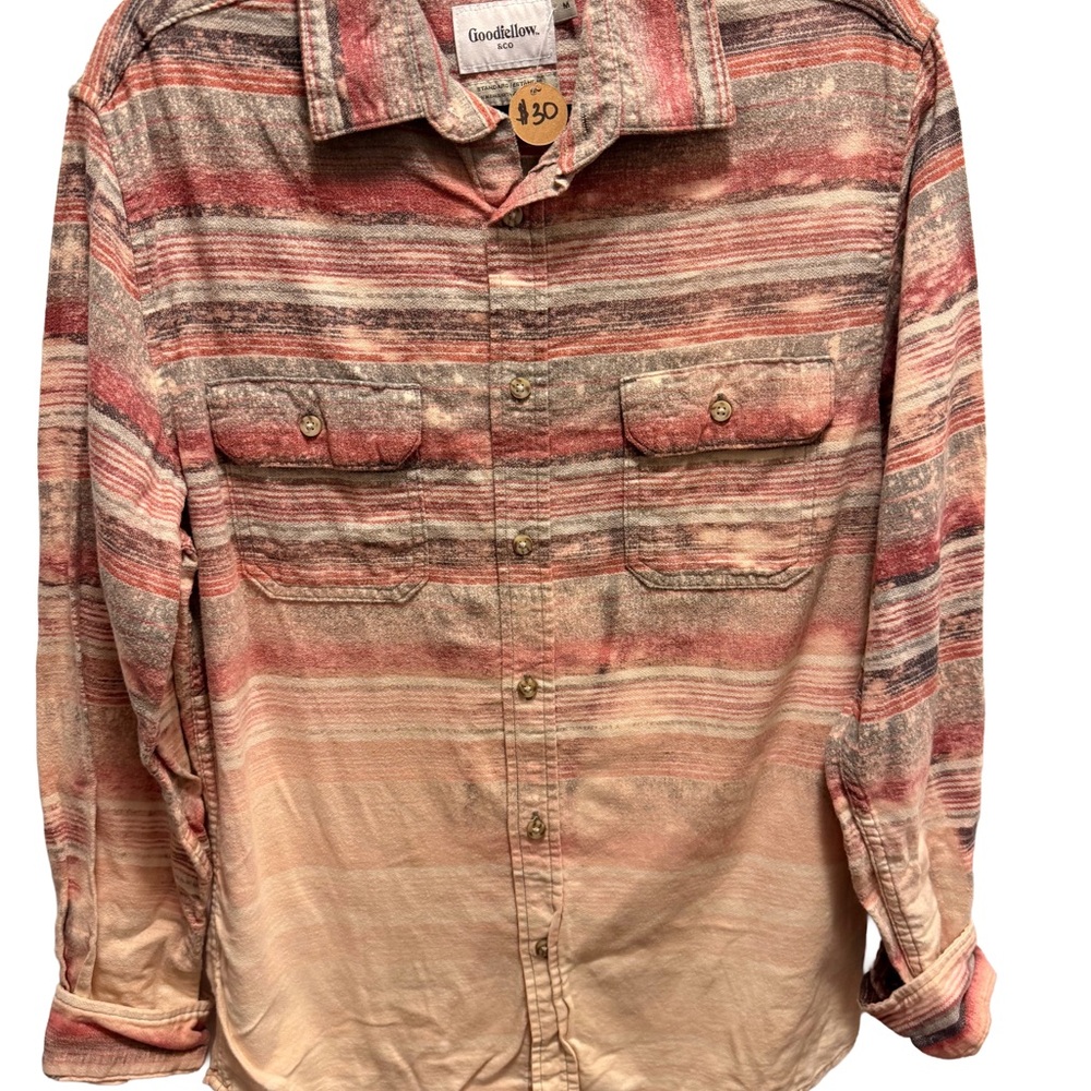 Goodfellow & Co Men or Woman’s  Casual Striped Shirt - Red and Tan